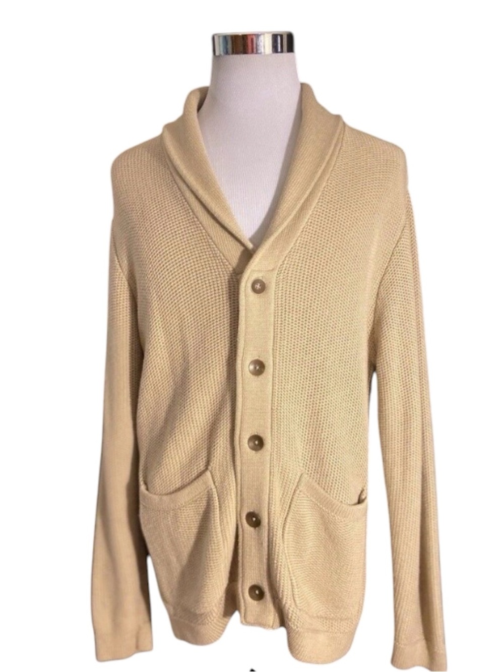 Liverpool Los Angeles Fisherman Cardigan Sweater Cable Knit Men’s L Beige Jacket